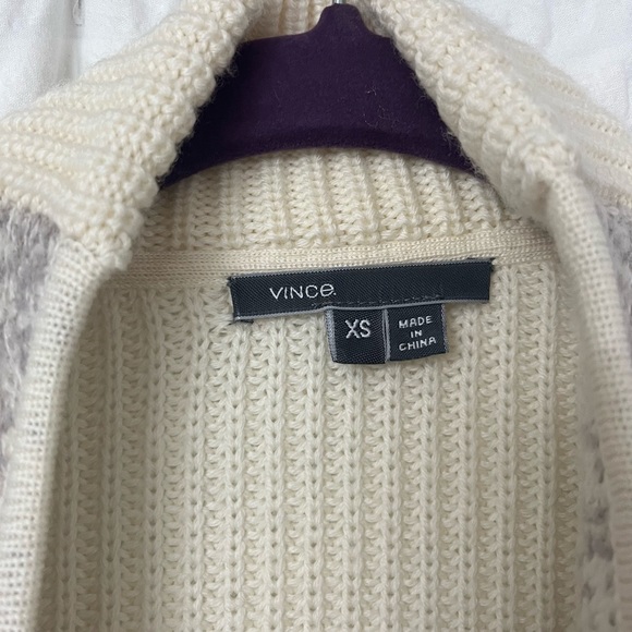 Vince Textured Graphic Wool and Alpaca Cardigan Sweater Iroy/Gray Women’s XS - Picture 5 of 13